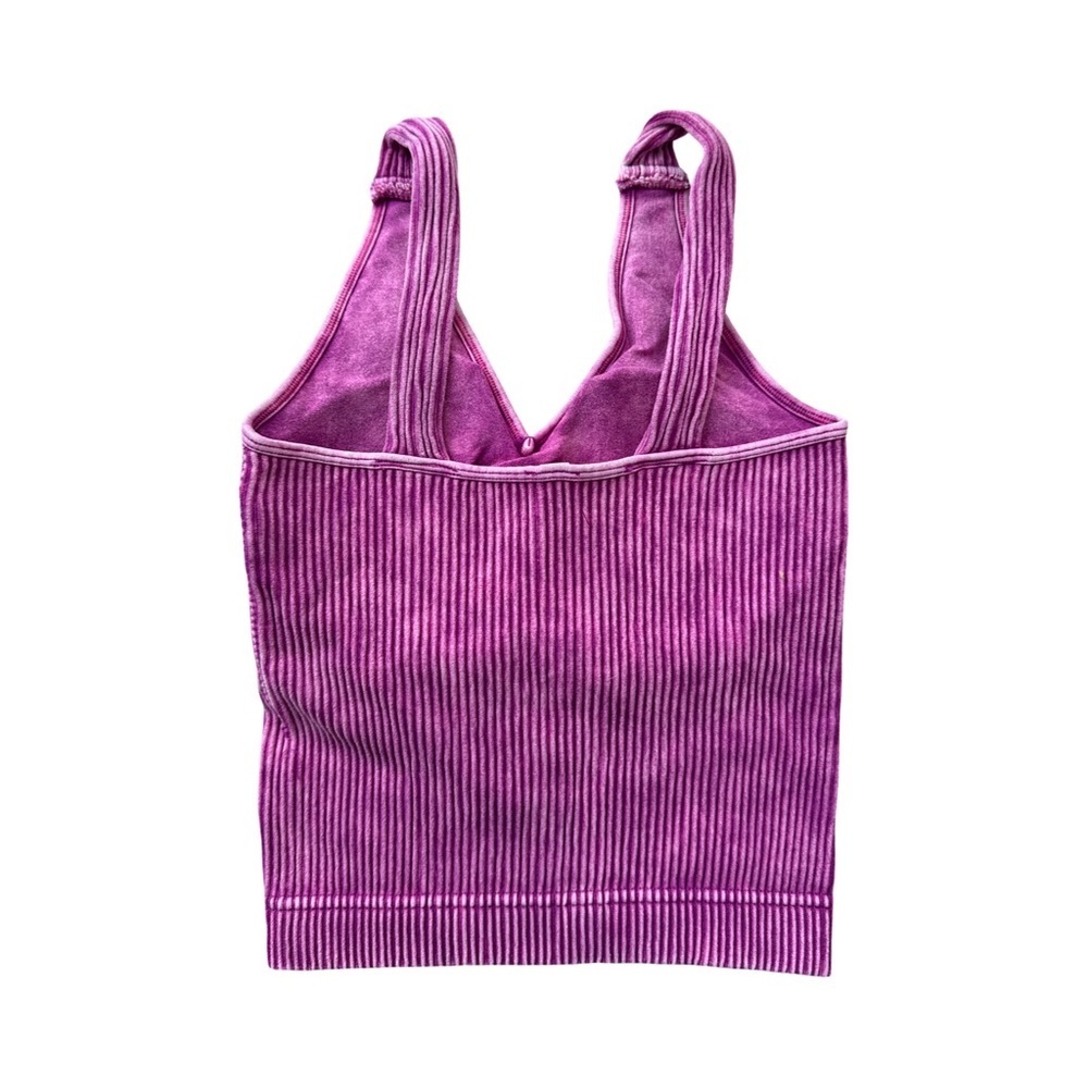 Zenana Fuchsia Washed Cropped Brami With Removable Pads - Picture 2 of 3